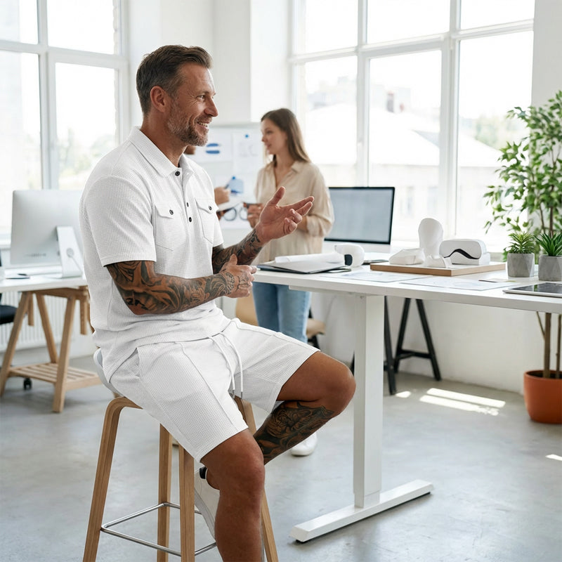 👕🩳 Men’s Short Sleeve Top & Drawstring Shorts 2-Piece Set – Casual, Comfortable & Perfect for Summer ⚡✨