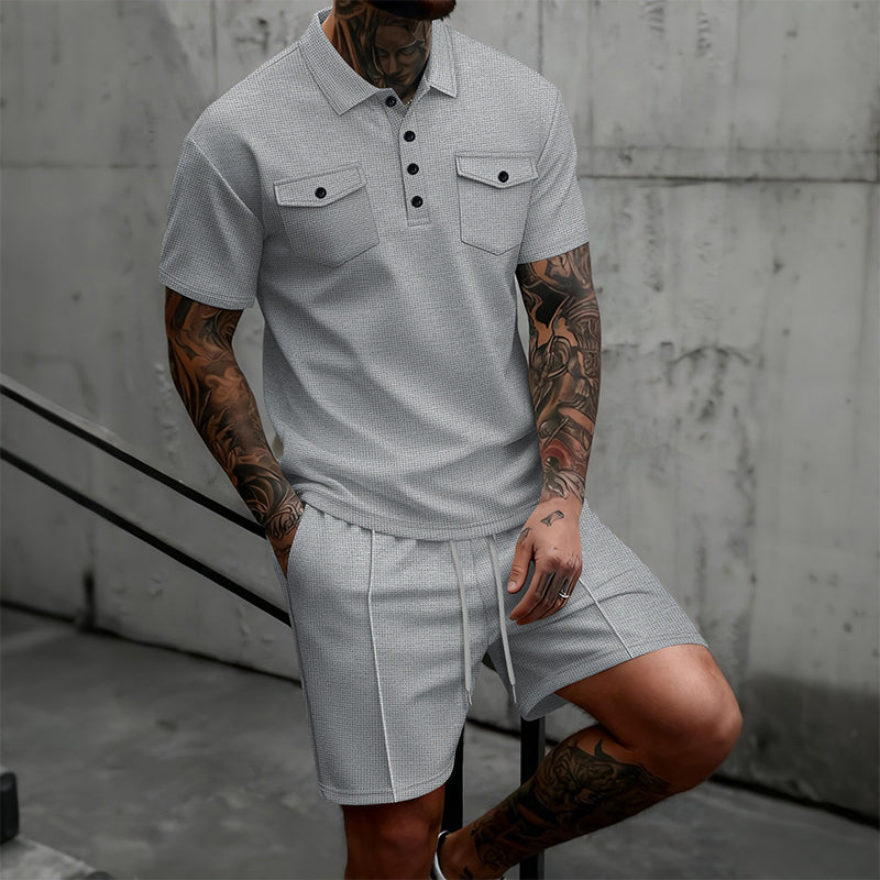 👕🩳 Men’s Short Sleeve Top & Drawstring Shorts 2-Piece Set – Casual, Comfortable & Perfect for Summer ⚡✨