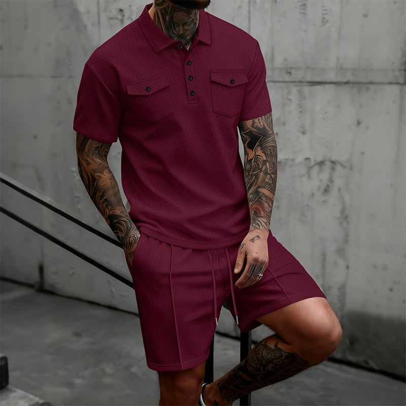👕🩳 Men’s Short Sleeve Top & Drawstring Shorts 2-Piece Set – Casual, Comfortable & Perfect for Summer ⚡✨