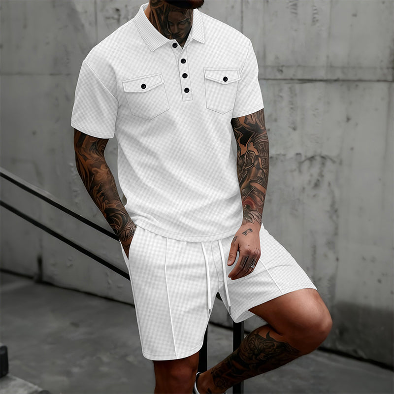👕🩳 Men’s Short Sleeve Top & Drawstring Shorts 2-Piece Set – Casual, Comfortable & Perfect for Summer ⚡✨
