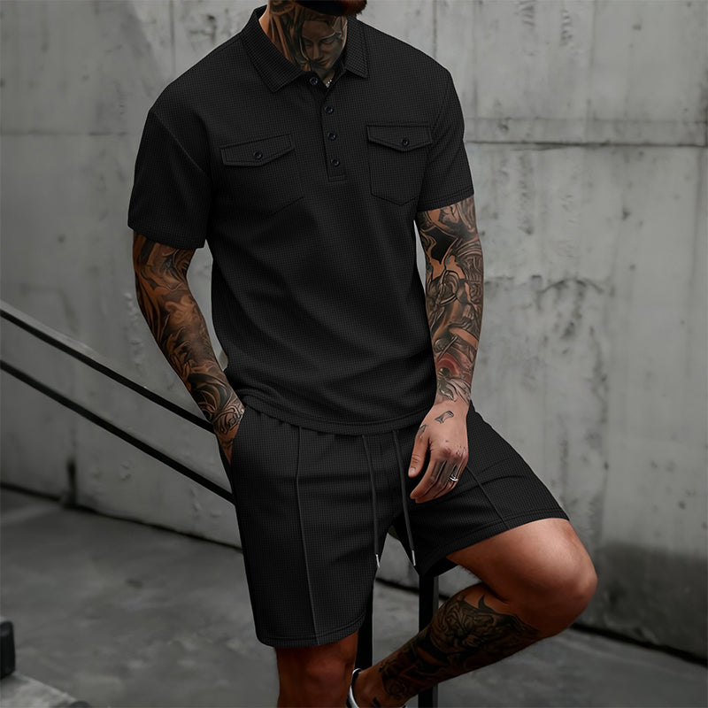 👕🩳 Men’s Short Sleeve Top & Drawstring Shorts 2-Piece Set – Casual, Comfortable & Perfect for Summer ⚡✨