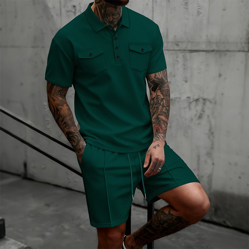 👕🩳 Men’s Short Sleeve Top & Drawstring Shorts 2-Piece Set – Casual, Comfortable & Perfect for Summer ⚡✨