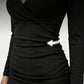🔥Limited-time offer-Long Sleeve V-Neck Ruched Bodycon Mini Dress