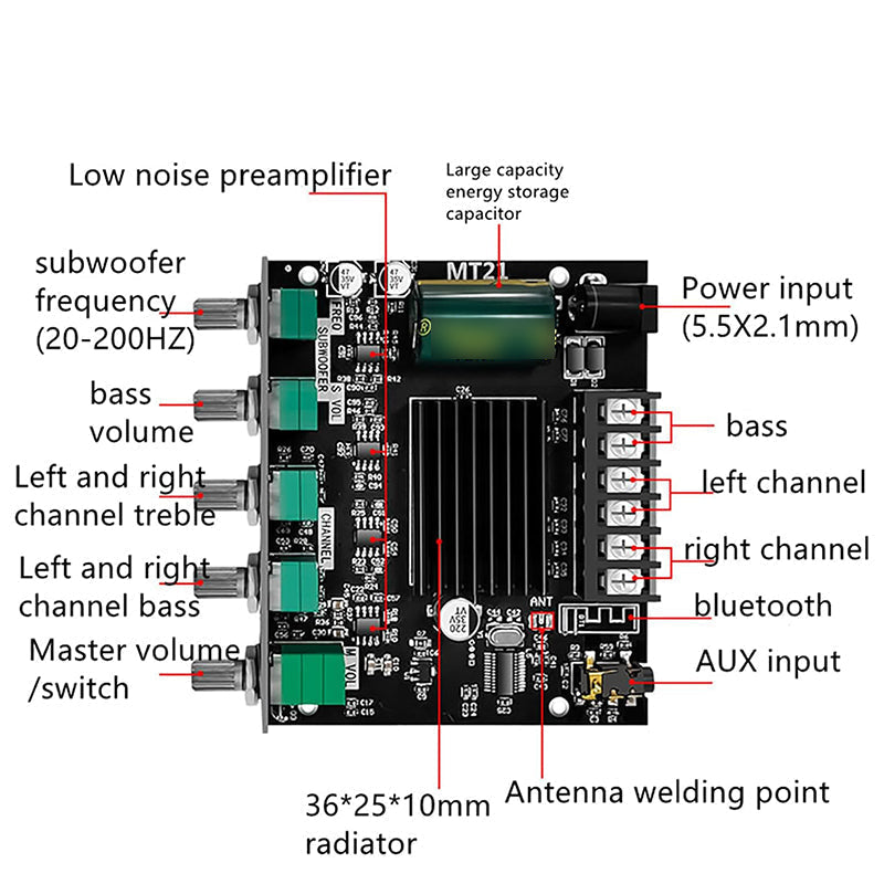 2.1 Channel Bluetooth - compatible Audio Power Amplifier Module🔊 Upgrade Your Audio Experience! 🔊