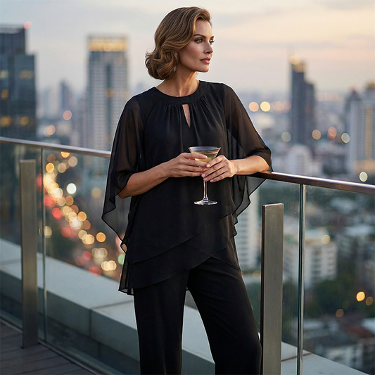 🎁New arrival 50% OFF💥 Elegant Asymmetrical Two-Piece Pant Set