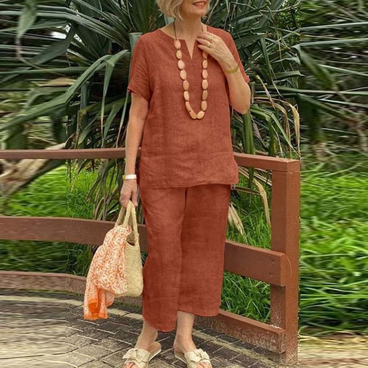 🥳2026 HOT SALE🥳💞50K+ SOLD!💕💫 50% OFF! Women's V-Neck Loose Fit Set – Cotton-linen blend, airy silhouette. Flattering on all body types. Versatile for any occasion. Your new favourite. 🛡️🕊️