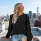 🔥Limited-time offer-Women's Elegant Crew Neck Hollow-Out Long Sleeve Top