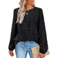 🔥Limited-time offer-Women's Elegant Crew Neck Hollow-Out Long Sleeve Top