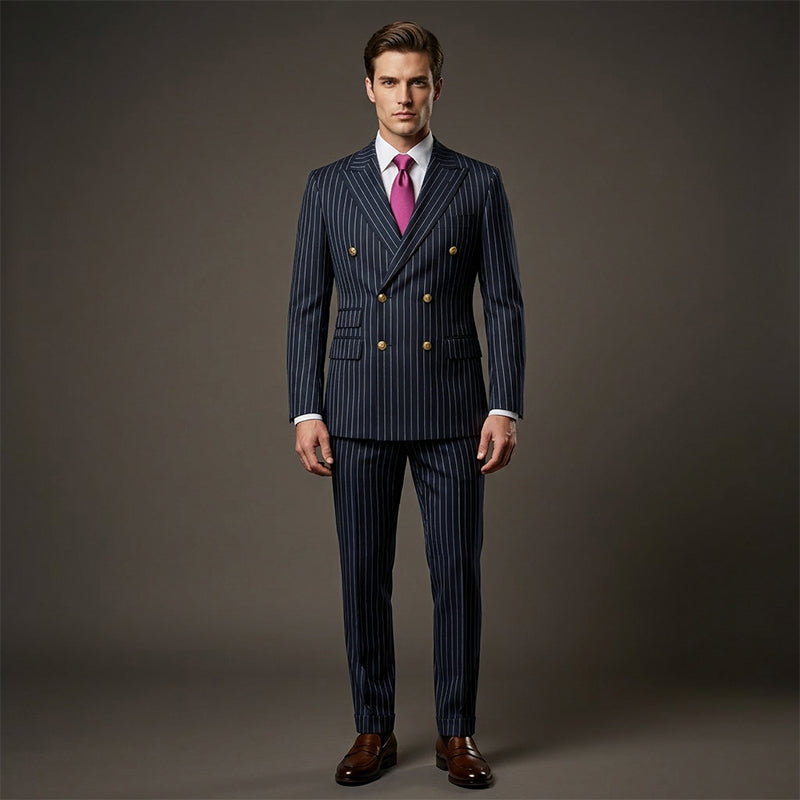 🔥Limited-time offer-Men's Double-Breasted Pinstripe Suit Set