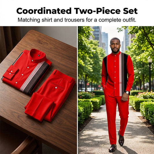 👔 Men's Striped Shirt & Pants 2-Piece Set✨ Effortless Style✨