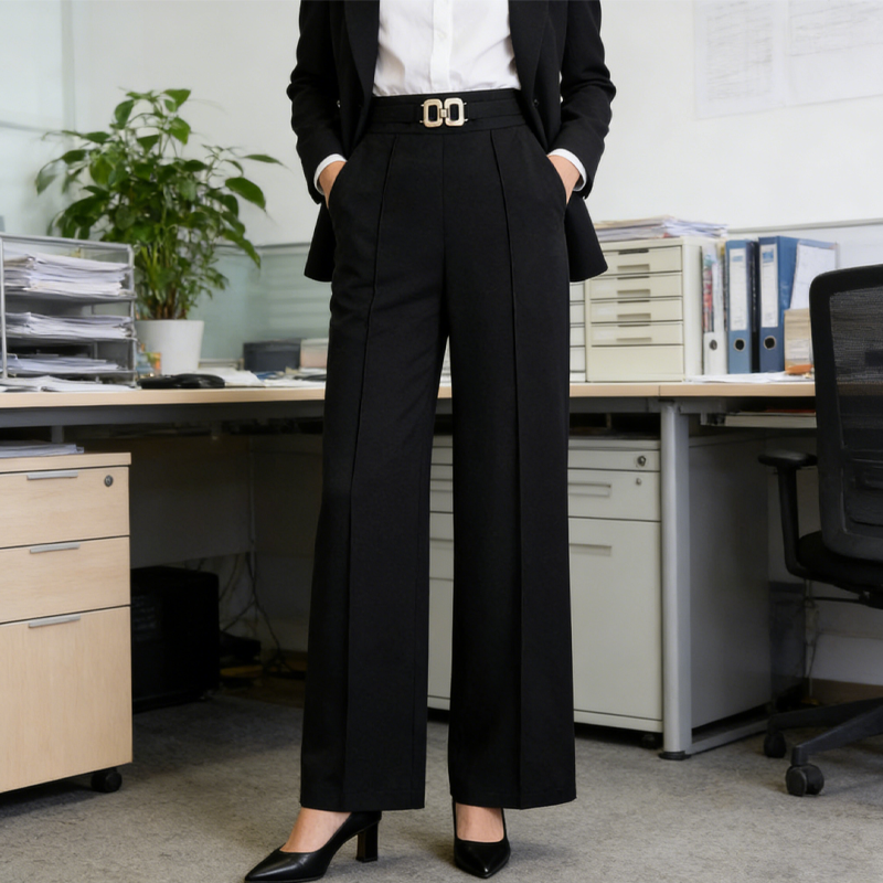 🔥Limited-time offer-Women's High-Waist Wide-Leg Pants with Buckle