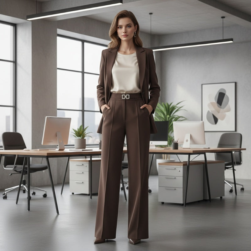 🔥Limited-time offer-Women's High-Waist Wide-Leg Pants with Buckle