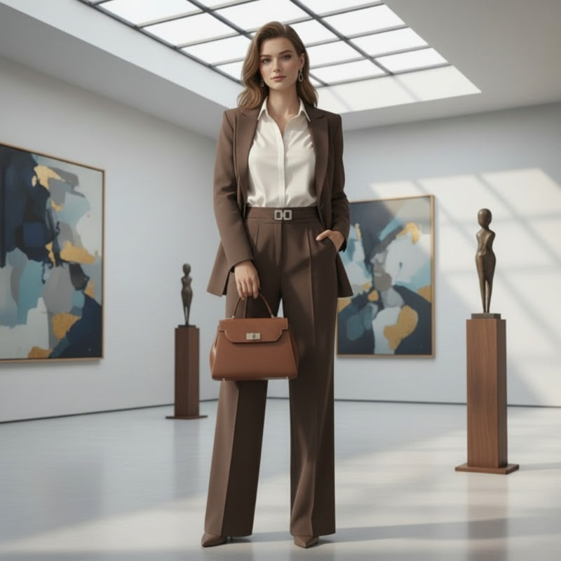 🔥Limited-time offer-Women's High-Waist Wide-Leg Pants with Buckle