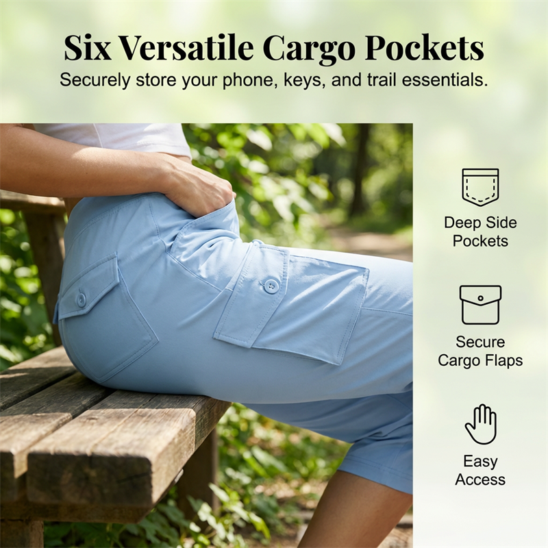 👖 LIMITED-TIME 50% OFF! ✨ Women's Lightweight Cargo Capris – 6 Pockets, Drawstring Waist, Breathable 🌿