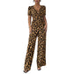 🔥Hot Deals-Leopard Print V-Neck Wide-Leg Jumpsuit