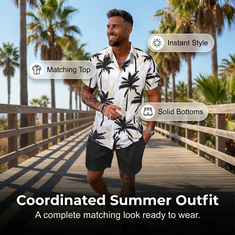 Men's Tropical Print Shirt and Matching Shorts