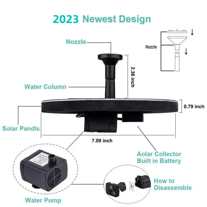 🔥Hot Sales 55% OFF🔥Solar Fountain, Solar Powered Bird Bath Fountain Pump with 4 Nozzles 1.4W Solar Panel Kit Water Pump, Outdoor Watering Submersible Pump for Pond, Pool, Garden, Fish Tank