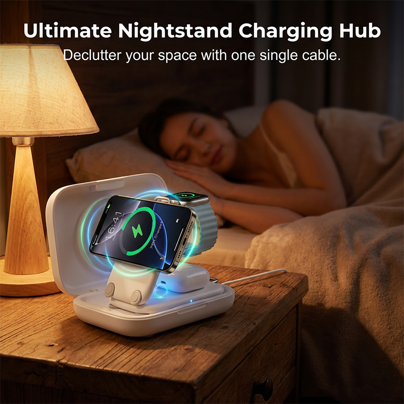 Hot Deals-3-in-1 Foldable Magnetic Wireless Charger Stand