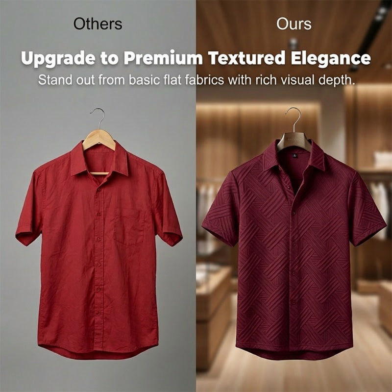 Men's Jacquard Short Sleeve Shirt & Shorts 2-Piece Set