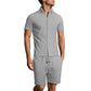 Men's Jacquard Short Sleeve Shirt & Shorts 2-Piece Set