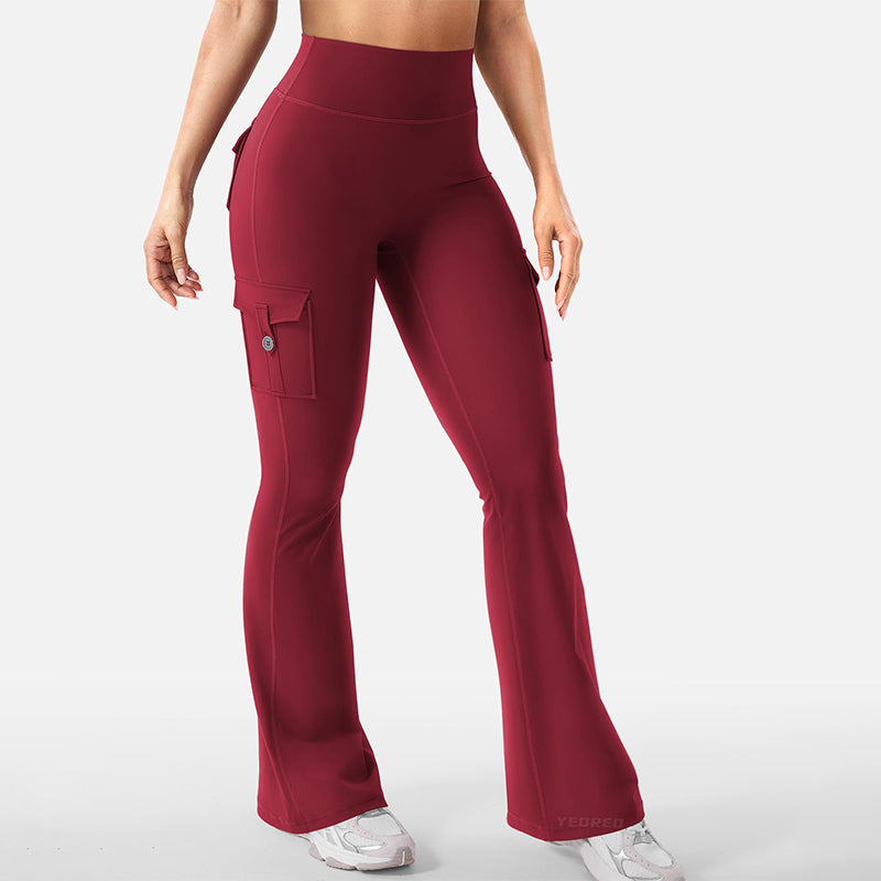 ✨ Flattering Freedom | Women's High-Waist Flare Yoga Cargo Pants