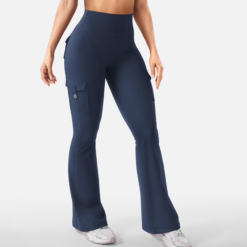 ✨ Flattering Freedom | Women's High-Waist Flare Yoga Cargo Pants