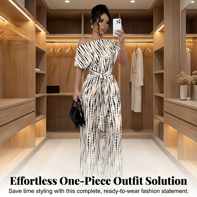🔥Limited-time offer-Women's One-Shoulder Wide-Leg Jumpsuit
