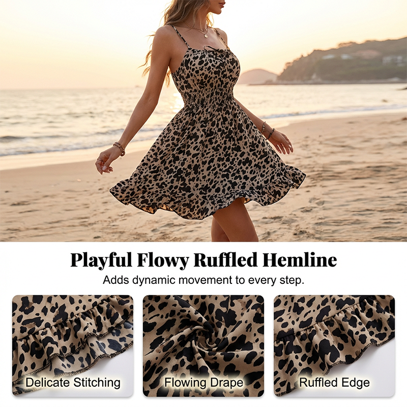 🌸Limited-time offer-Tie-Front Smocked Spaghetti Strap Dress