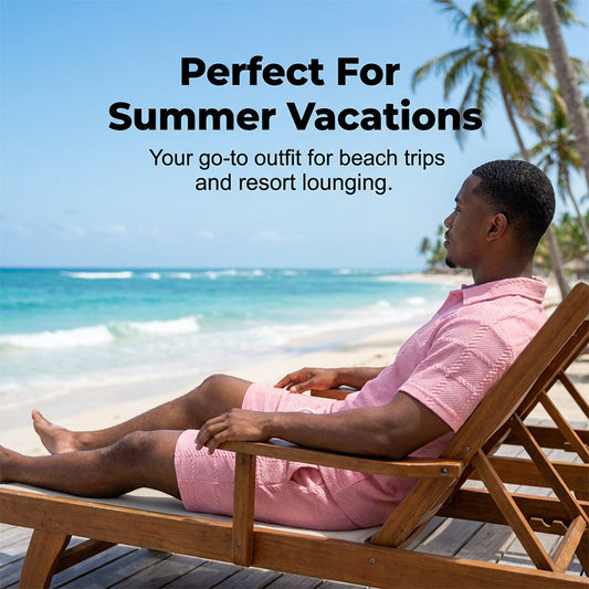 🔥Limited-time offer-Men Solid Color Casual Short Sleeve Set