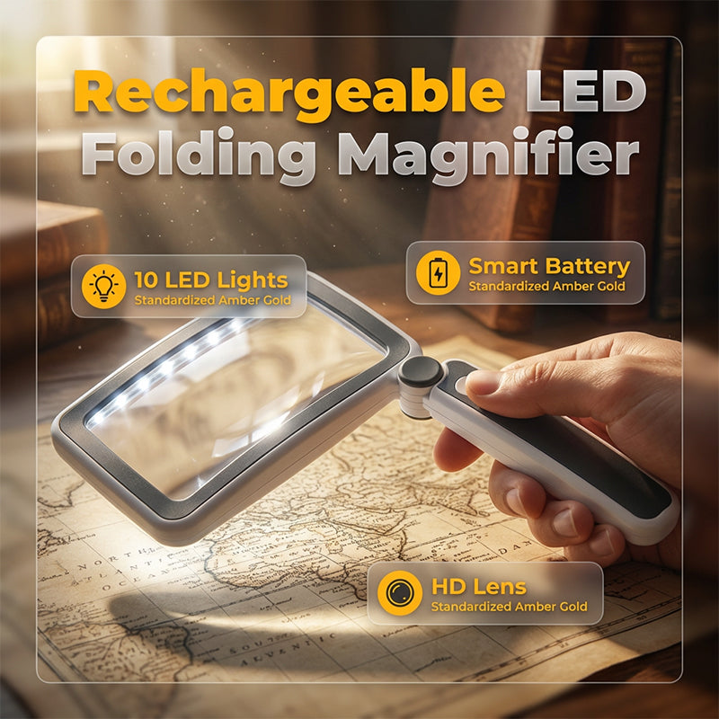 🔥Limited-time offer-Folding Handheld Magnifying Glass with Light for Reading