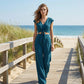 📢📢40% OFF !! ⏰ Women's V-Neck Tie-Front Top & Wide-Leg Pants Set – Breathable Linen, Flattering Fit & Versatile Style ✨