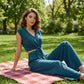 📢📢40% OFF !! ⏰ Women's V-Neck Tie-Front Top & Wide-Leg Pants Set – Breathable Linen, Flattering Fit & Versatile Style ✨