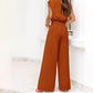 📢📢40% OFF !! ⏰ Women's V-Neck Tie-Front Top & Wide-Leg Pants Set – Breathable Linen, Flattering Fit & Versatile Style ✨