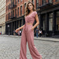 📢📢40% OFF !! ⏰ Women's V-Neck Tie-Front Top & Wide-Leg Pants Set – Breathable Linen, Flattering Fit & Versatile Style ✨