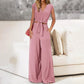 📢📢40% OFF !! ⏰ Women's V-Neck Tie-Front Top & Wide-Leg Pants Set – Breathable Linen, Flattering Fit & Versatile Style ✨