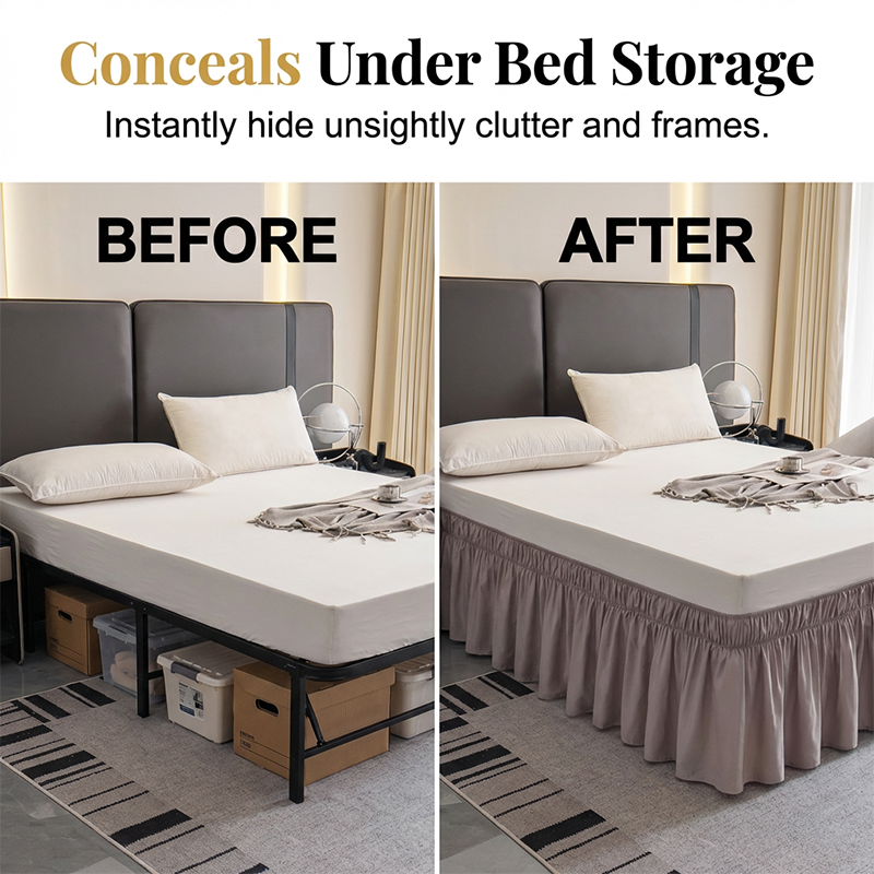 Effortless Setup Elastic Bed Skirt