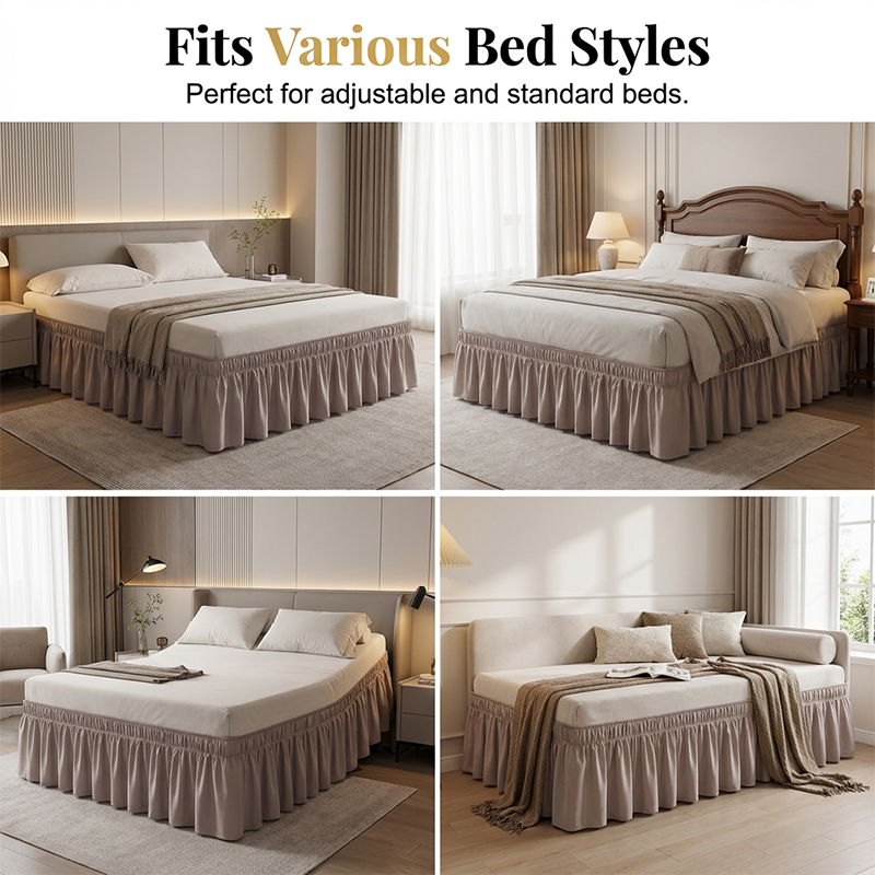 Effortless Setup Elastic Bed Skirt
