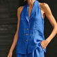 Solid Color Sleeveless Top and Trousers Lounge Set