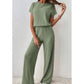 👚 50% OFF NOW! 🌿 Women's Ribbed Knit Top & Wide-Leg Pants Set – Relaxed Drop-Shoulder, Soft Stretch Fabric & Versatile Two-Piece ✨
