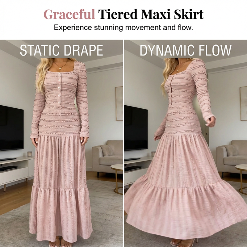 👗 55% OFF NOW! 💕 Square Neck Maxi Dress – Flattering Fit, Soft Fabric & Perfect for Any Occasion 🌸