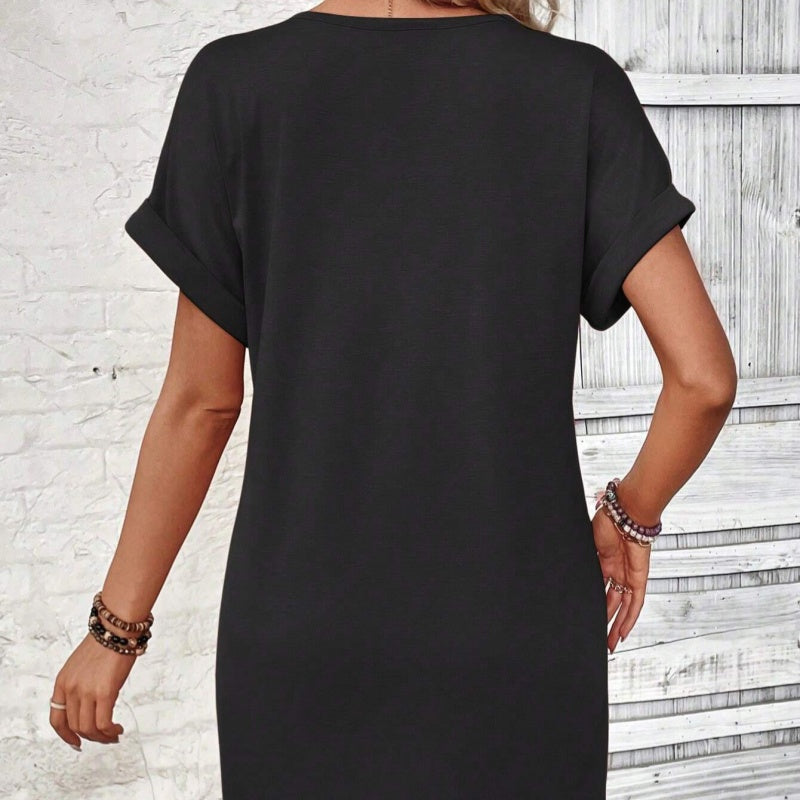 👗 50% OFF NOW! 💫 Women's Fashion V-Neck Button Dress – Timeless Solid Colors, Soft Fabric & Rolled Sleeves 🌸