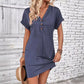 👗 50% OFF NOW! 💫 Women's Fashion V-Neck Button Dress – Timeless Solid Colors, Soft Fabric & Rolled Sleeves 🌸