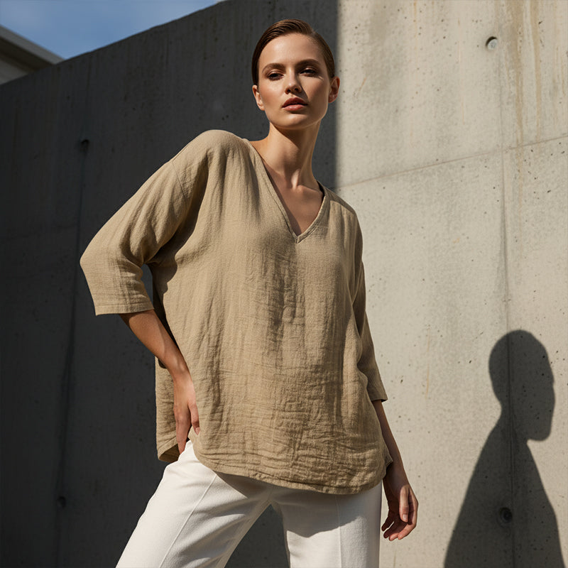 🔥Limited-time offer-Women's Casual V-Neck Three Quarter Sleeve Blouse