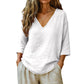 🔥Limited-time offer-Women's Casual V-Neck Three Quarter Sleeve Blouse