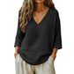 🔥Limited-time offer-Women's Casual V-Neck Three Quarter Sleeve Blouse