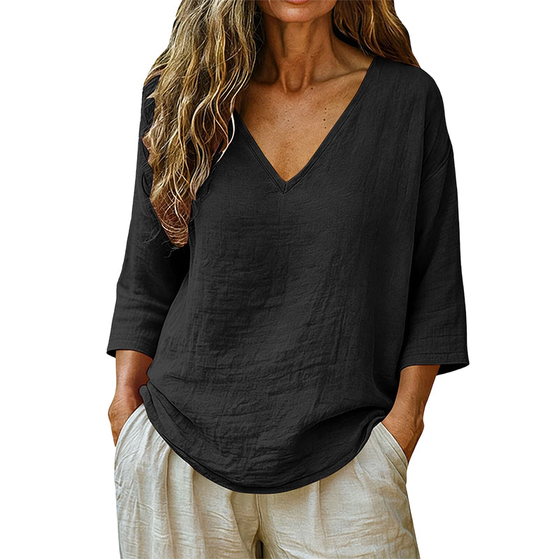 🔥Limited-time offer-Women's Casual V-Neck Three Quarter Sleeve Blouse
