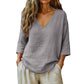 🔥Limited-time offer-Women's Casual V-Neck Three Quarter Sleeve Blouse