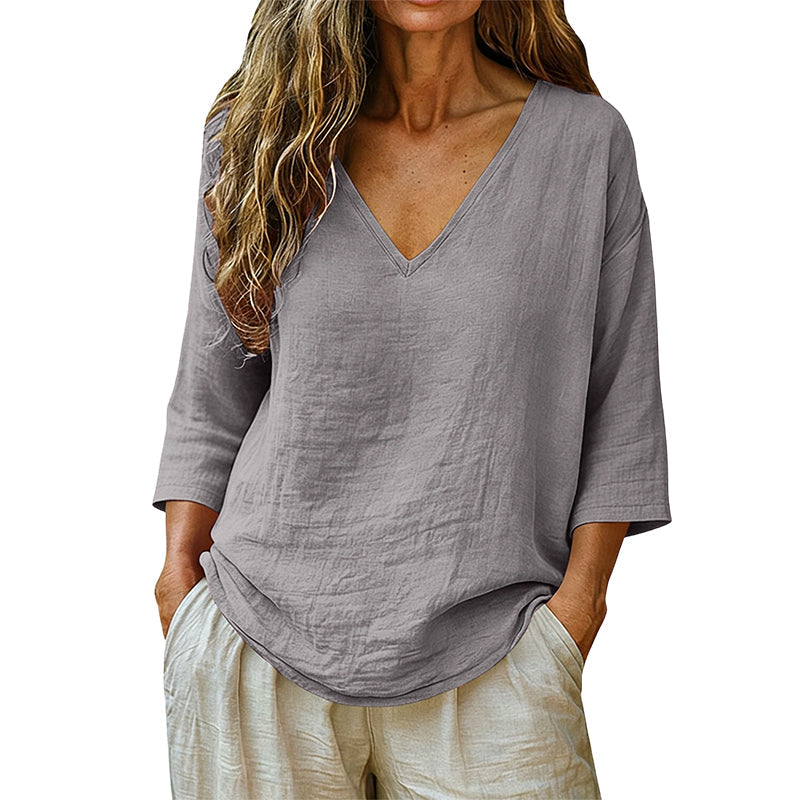 🔥Limited-time offer-Women's Casual V-Neck Three Quarter Sleeve Blouse