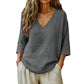 🔥Limited-time offer-Women's Casual V-Neck Three Quarter Sleeve Blouse