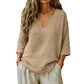 🔥Limited-time offer-Women's Casual V-Neck Three Quarter Sleeve Blouse